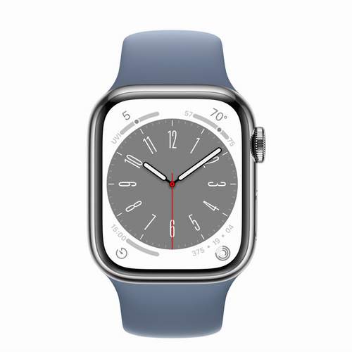 Apple Watch Series 8 - Silver Stainless Steel 41 мм, ремешок Sport Band, цвет Slate Blue