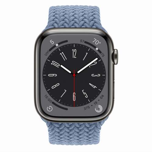 Apple Watch Series 8 - Graphite Stainless Steel 45 мм, ремешок Braided Solo Loop, цвет Slate Blue