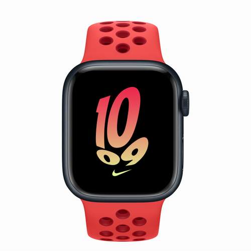 Apple Watch Series 8 - Midnight Aluminium 41 мм, ремешок Nike Sport Band Gym Red