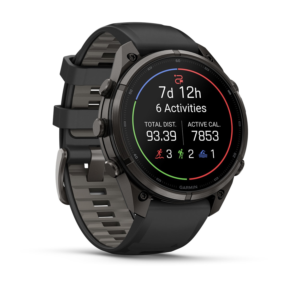 fenix 9 Pro - 47 мм, титановый, угольно-серый DLC, черно-серый силиконовый ремешок №422 fenix 9 Pro - 47 мм, титановый, угольно-серый DLC, черно-серый силиконовый ремешок №422