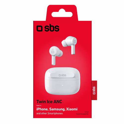SBS Mobile наушники TWS Twin Ice с шумоподавлением ANC, Bluetooth 5.0, белые