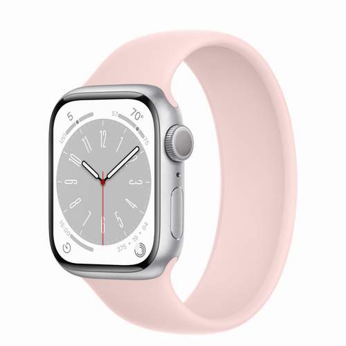 Apple Watch Series 8 - Silver Aluminium 41 мм, ремешок Solo Loop Chalk Pink №422