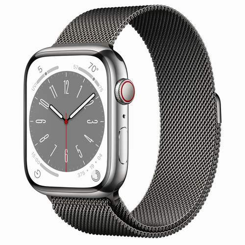 Apple Watch Series 8 - Silver Stainless Steel 45 мм, ремешок Milanese Loop, цвет Graphite