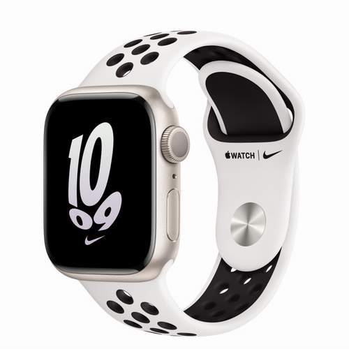 Apple Watch Series 8 - Starlight Aluminium 41 мм, ремешок Nike Sport Band Sumit White
