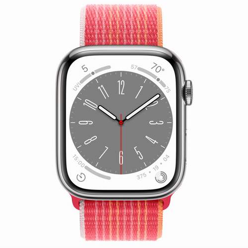 Apple Watch Series 8 - Silver Stainless Steel 45 мм, ремешок Sport Loop, (PRODUCT) Red