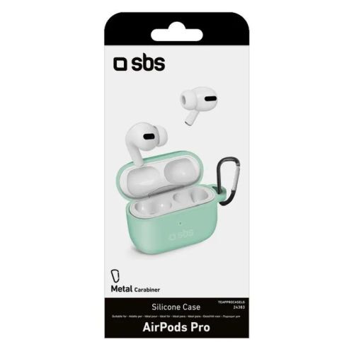 SBS Mobile Чехол для  Air Pods Pro, силиконовый с карабином, светло-зеленый