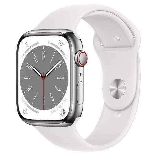 Apple Watch Series 8 - Silver Stainless Steel 45 мм, ремешок Sport Band, цвет White №422