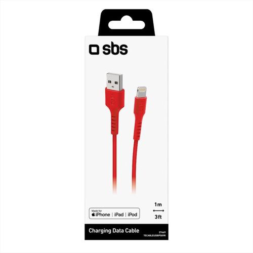 SBS Mobile Кабель Lightning USB, USB 2.0, 1 м, красный №422