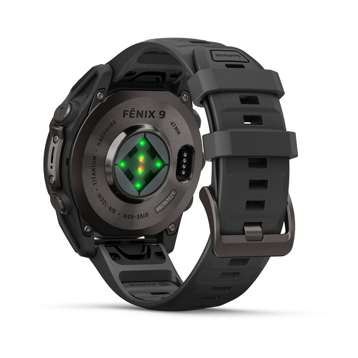 fenix 9 - 47 мм, титановый, угольно-серый DLC, черный силиконовый ремешок №422