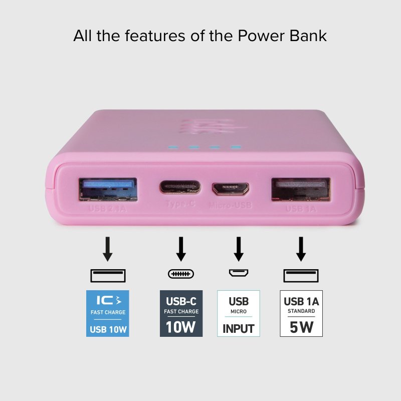 SBS Mobile Аккумулятор 10,000 мАч, 2 USB 2.1 A, розовый №422