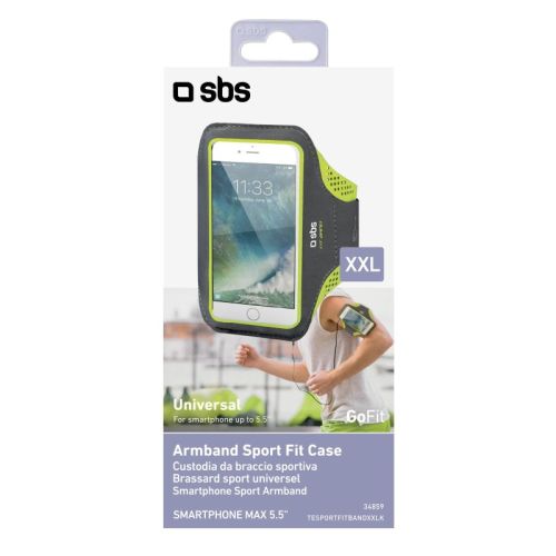 SBS Mobile Спортивный чехол на руку для смартфона до 6.5 ", черно-зеленый №422