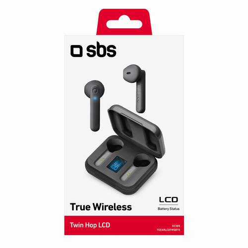 SBS Mobile наушники TWS Twin Hop LCD, Bluetooth 5.0, черные