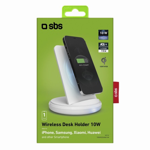 SBS Mobile Настольная подставка с беспроводной зарядкой 10 Вт, белая