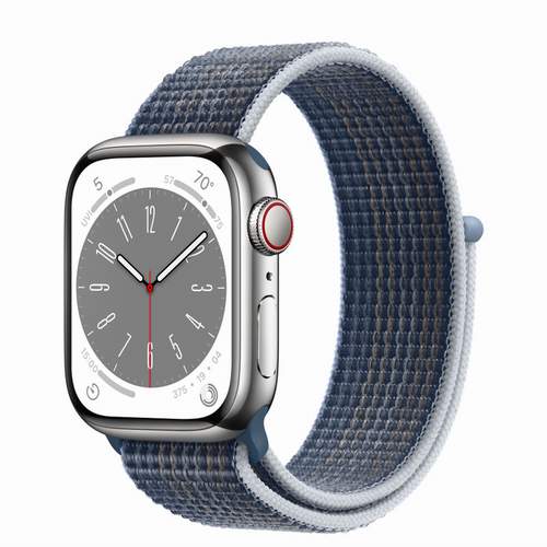 Apple Watch Series 8 - Silver Stainless Steel 41 мм, ремешок Sport Loop, цвет Storm Blue