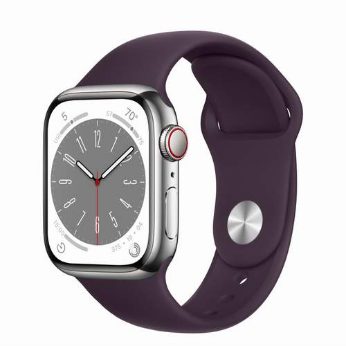 Apple Watch Series 8 - Silver Stainless Steel 41 мм, ремешок Sport Band, цвет Elderberry №422