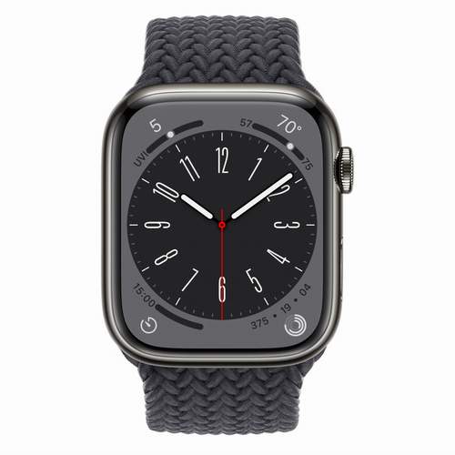 Apple Watch Series 8 - Graphite Stainless Steel 45 мм, ремешок Braided Solo Loop, цвет Midnight