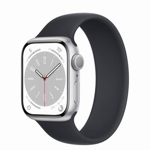 Apple Watch Series 8 - Silver Aluminium 41 мм, ремешок Solo Loop Midnight