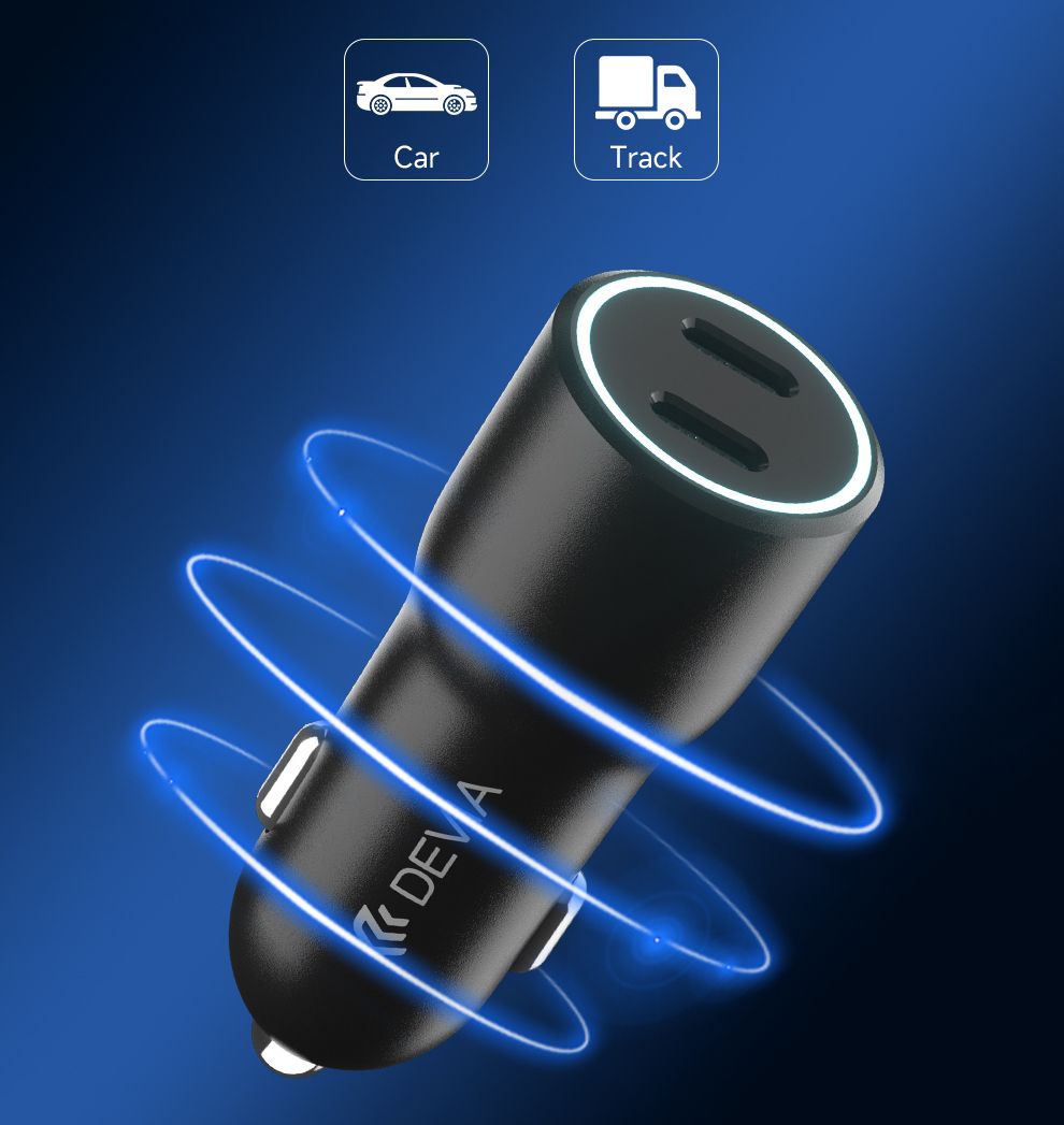 Devia Автомобильная зарядка Smart Series PD 40W 2xUSB-C Fast Car Charger, черная №422