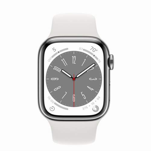 Apple Watch Series 8 - Silver Stainless Steel 41 мм, ремешок Sport Band, цвет White