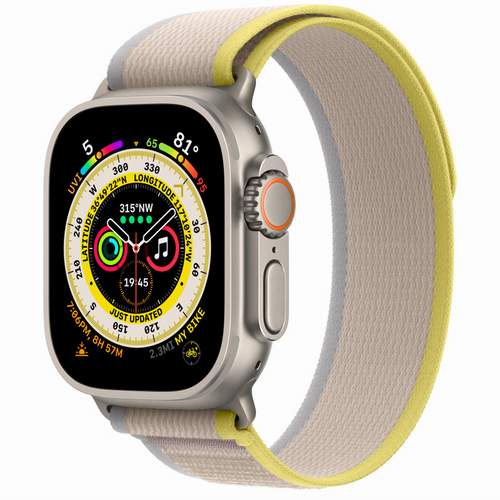 Apple Watch Ultra 49 мм - титановый, Trail Loop, бежевый-желтый