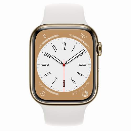 Apple Watch Series 8 - Gold Stainless Steel 45 мм, ремешок Sport Band, цвет White №422