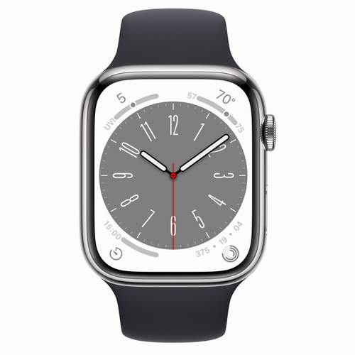 Apple Watch Series 8 - Silver Stainless Steel 45 мм, ремешок Sport Band, цвет Midnight №422