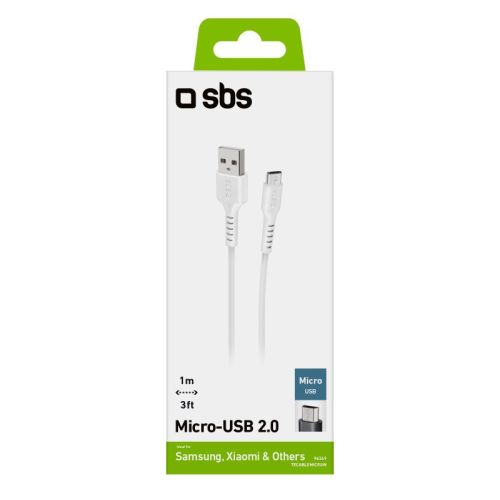 SBS Mobile Кабель USB - microUSB, 1 м, белый №422