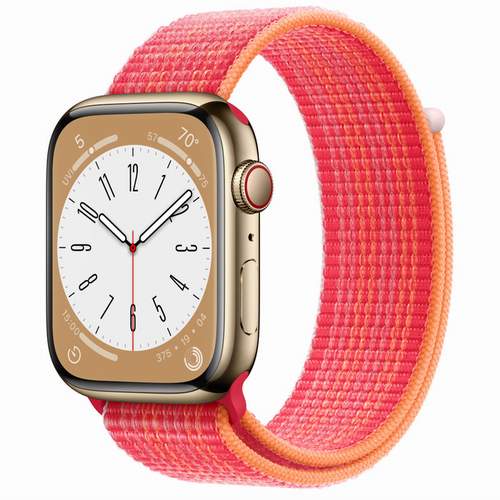 Apple Watch Series 8 - Gold Stainless Steel 45 мм, ремешок Sport Loop, цвет (PRODUCT) Red