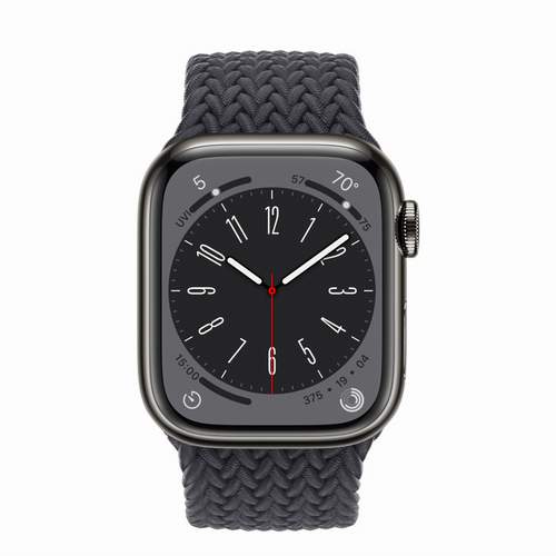 Apple Watch Series 8 - Graphite Stainless Steel 41 мм, ремешок Braided Solo Loop, цвет Midnight