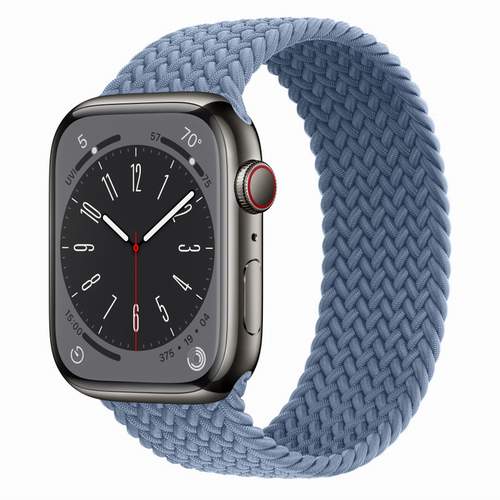 Apple Watch Series 8 - Graphite Stainless Steel 45 мм, ремешок Braided Solo Loop, цвет Slate Blue
