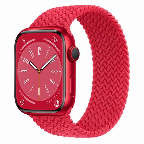 Apple Watch Series 8 - (PRODUCT) Red Aluminium 45 мм, ремешок Braided Solo Loop