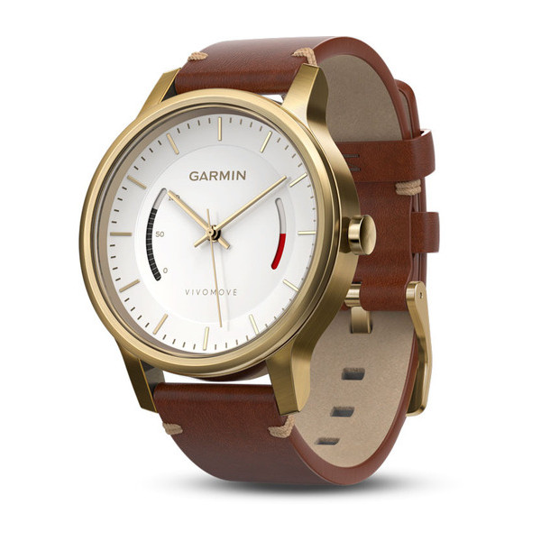 Часы Garmin Vivomove Premium Золотые с кожаным ремешком №422