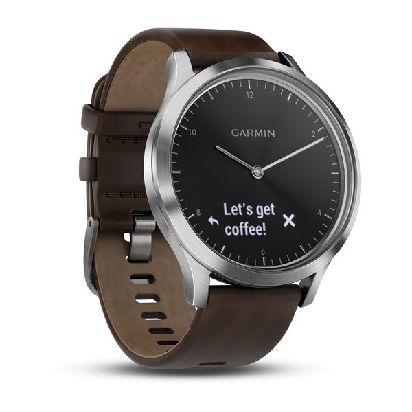 Часы vivomove HR Premium серебряные с тёмно-коричневым ремешком №422