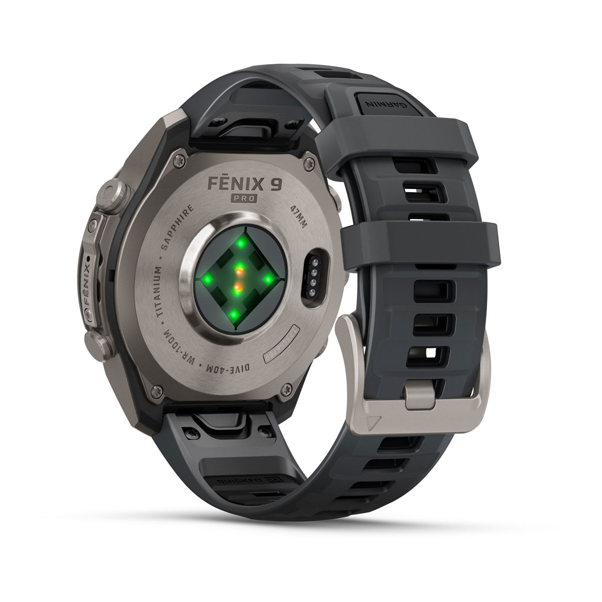 fenix 9 Pro - 47 мм, титановый, черный силиконовый ремешок №422