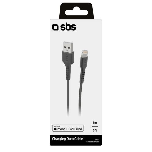 SBS Mobile Кабель Lightning USB металлические разъемы, 1 м, черный