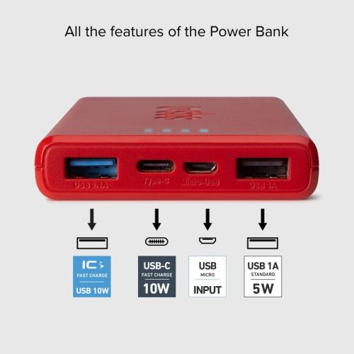 SBS Mobile Аккумулятор 10,000 мАч, 2 USB 2.1 A, красный