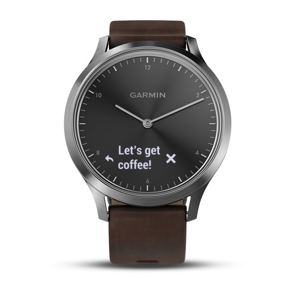 Часы vivomove HR Premium серебряные с тёмно-коричневым ремешком №422