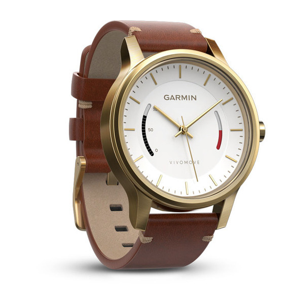 Часы Garmin Vivomove Premium Золотые с кожаным ремешком №422