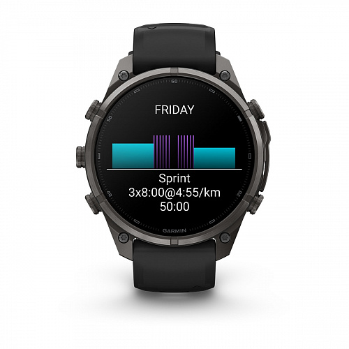 fenix 9 Pro - 47 мм, титановый, угольно-серый DLC, черно-серый силиконовый ремешок fenix 9 Pro - 47 мм, титановый, угольно-серый DLC, черно-серый силиконовый ремешок