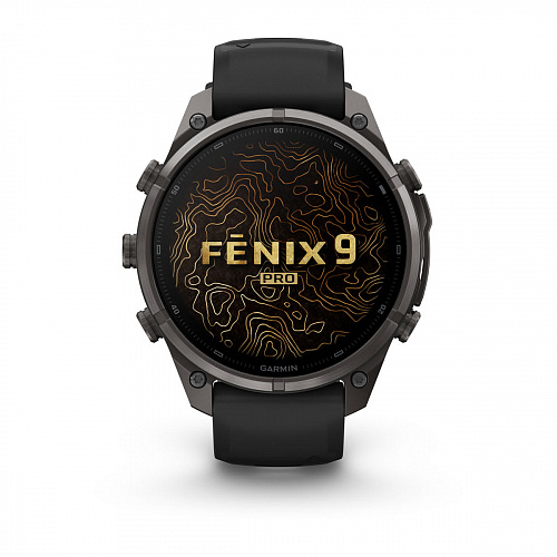 fenix 9 Pro - 47 мм, титановый, угольно-серый DLC, черно-серый силиконовый ремешок fenix 9 Pro - 47 мм, титановый, угольно-серый DLC, черно-серый силиконовый ремешок