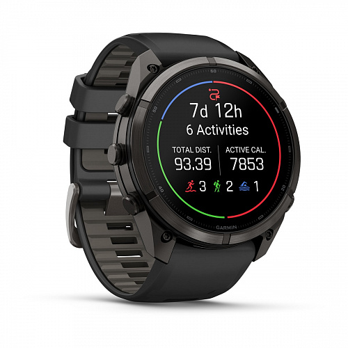 fenix 9 Pro - 51 мм, титановый, угольно-серый DLC, черно-серый силиконовый ремешок fenix 9 Pro - 51 мм, титановый, угольно-серый DLC, черно-серый силиконовый ремешок