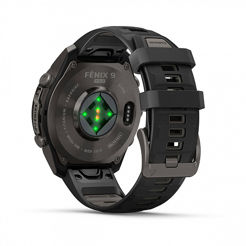 fenix 9 Pro - 47 мм, титановый, угольно-серый DLC, черно-серый силиконовый ремешок fenix 9 Pro - 47 мм, титановый, угольно-серый DLC, черно-серый силиконовый ремешок