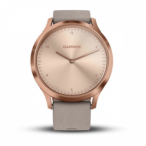 Часы vivomove HR Premium розовое золото с бежевым кожаным ремешком