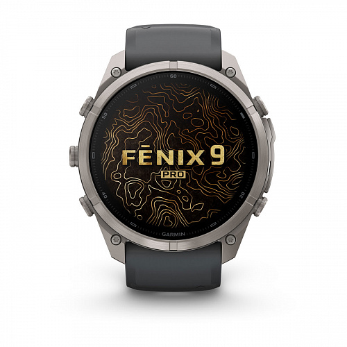 fenix 9 Pro - 51 мм, титановый, черный силиконовый ремешок fenix 9 Pro - 51 мм, титановый, черный силиконовый ремешок