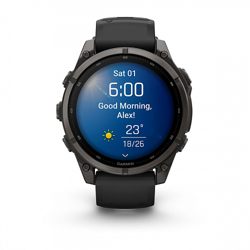 fenix 9 - 47 мм, титановый, угольно-серый DLC, черный силиконовый ремешок