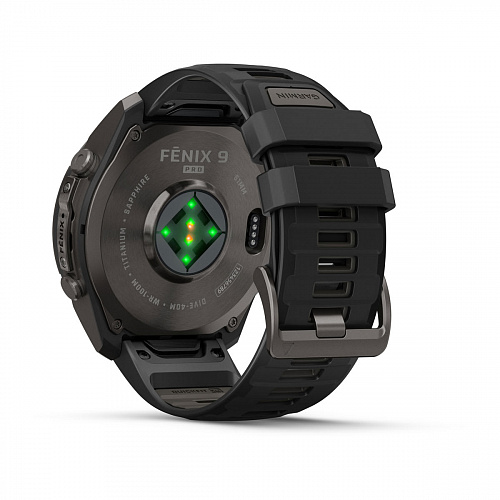 fenix 9 Pro - 51 мм, титановый, угольно-серый DLC, черно-серый силиконовый ремешок fenix 9 Pro - 51 мм, титановый, угольно-серый DLC, черно-серый силиконовый ремешок