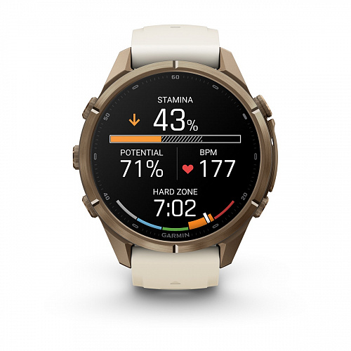 fenix 9 Pro - 43 мм, титановый цвета "осеннее золото", кремово-серый силиконовый ремешок