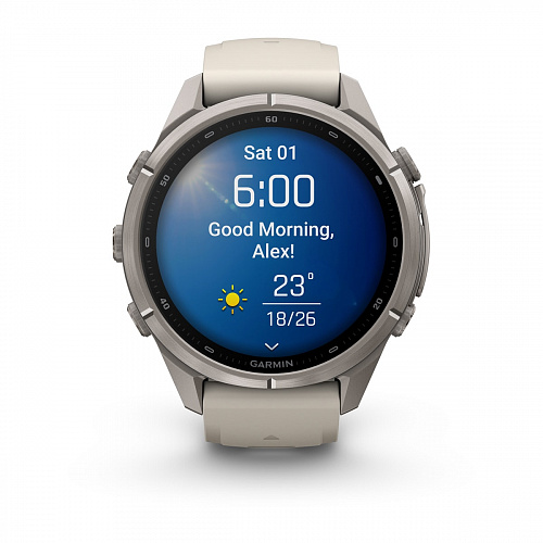 fenix 9 Pro - 43 мм, титановый, туманно-серый/темный песчаник силиконовый ремешок fenix 9 Pro - 43 мм, титановый, туманно-серый/темный песчаник силиконовый ремешок