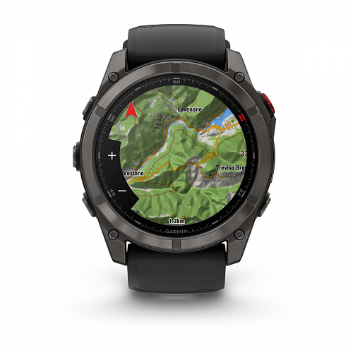 fenix 8 Pro - 51 мм, AMOLED, Sapphire, DLC, угольно-серый, черный силиконовый ремешок fenix 8 Pro - 51 мм, AMOLED, Sapphire, DLC, угольно-серый, черный силиконовый ремешок