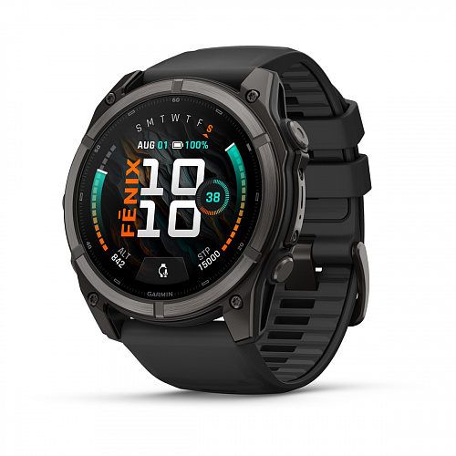 fenix 9 - 51 мм, титановый, угольно-серый DLC, черный силиконовый ремешок fenix 9 - 51 мм, титановый, угольно-серый DLC, черный силиконовый ремешок